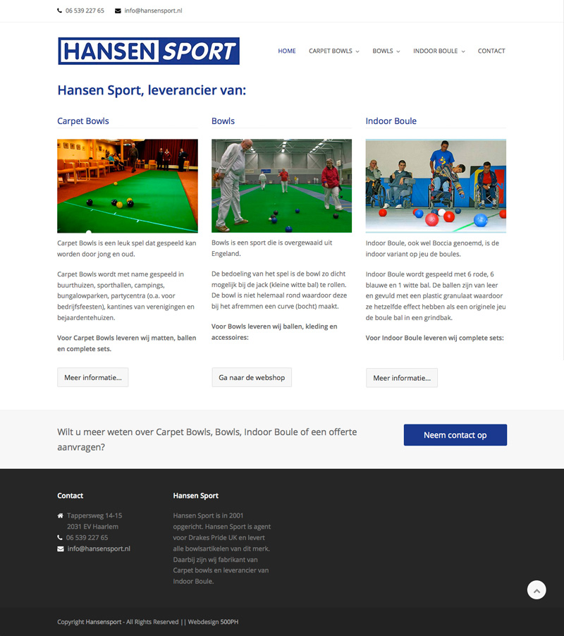 Hansen Sport - website